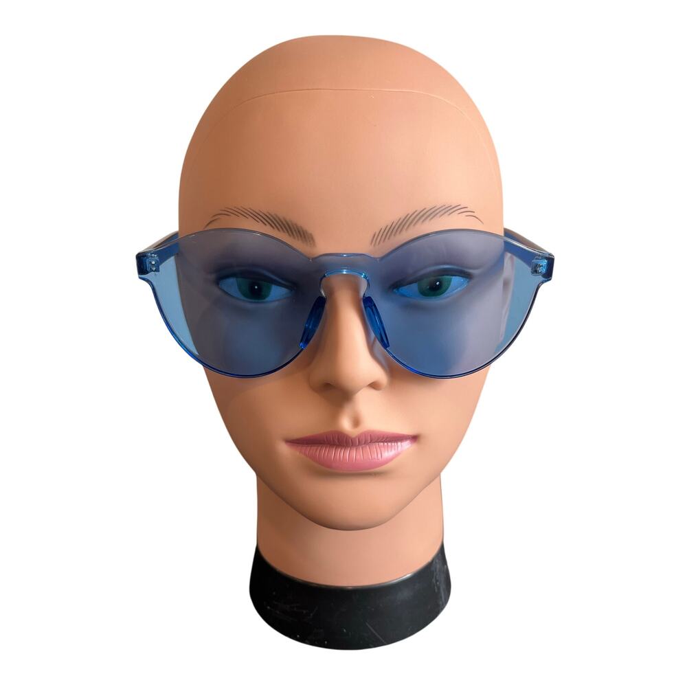 Wear Me Pro Bailey Blue Trendy Rimless Shield Sunglasses Y2K Futuristic Festival